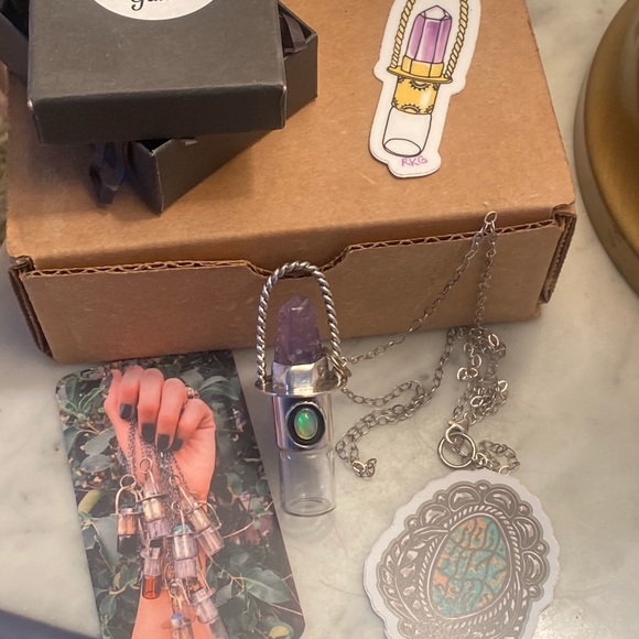 ROADKILL GEMS Sterling Silver Twisted Classic-Amethyst+Opal Rollerball Necklace - Picture 4 of 4